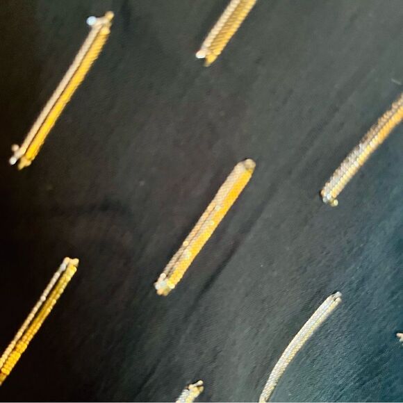 BAND OF GYPSIES Gold Metallic Flocked Overlay Midi Skirt Black M NWT - Picture 9 of 11